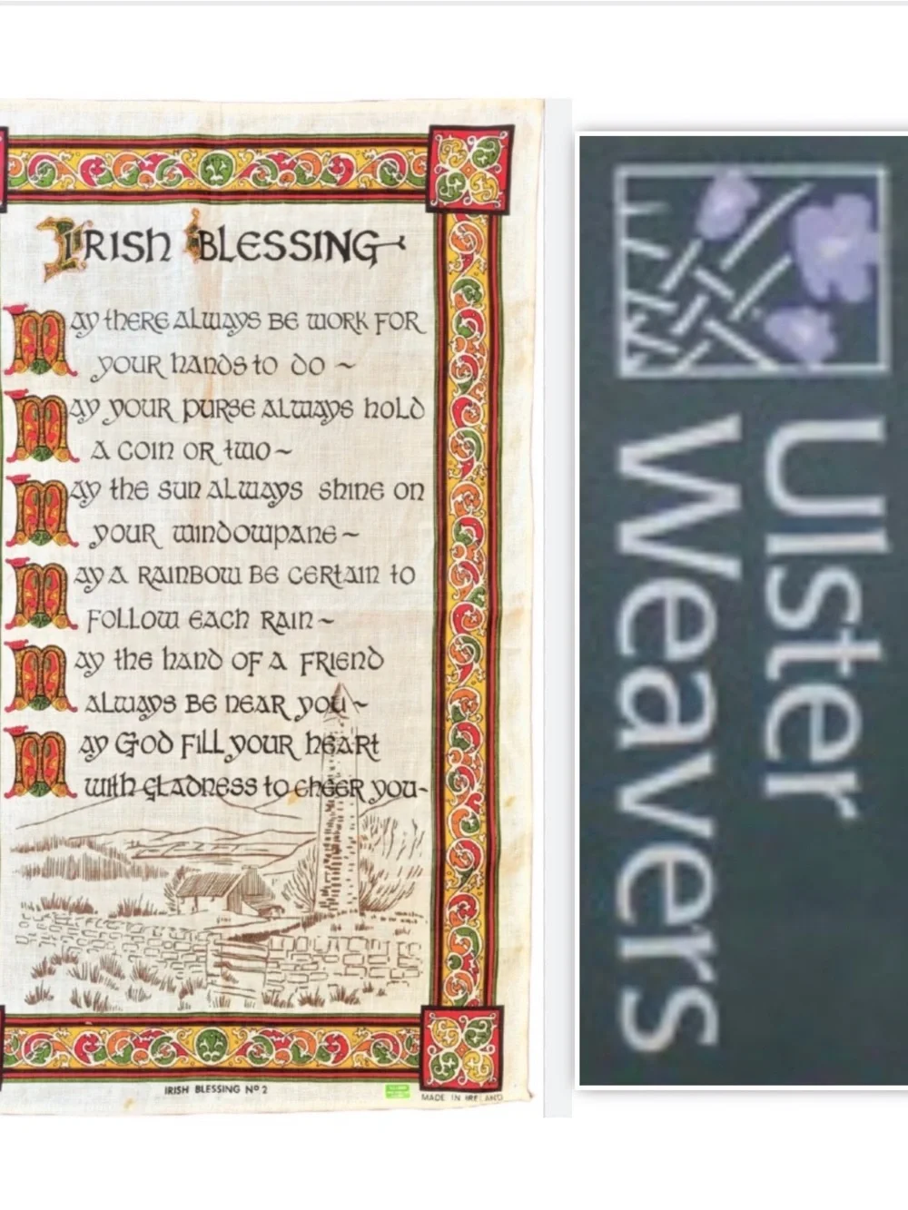 Ulster Weaver Celtic Linen Tea Towel Irish Blessing No2